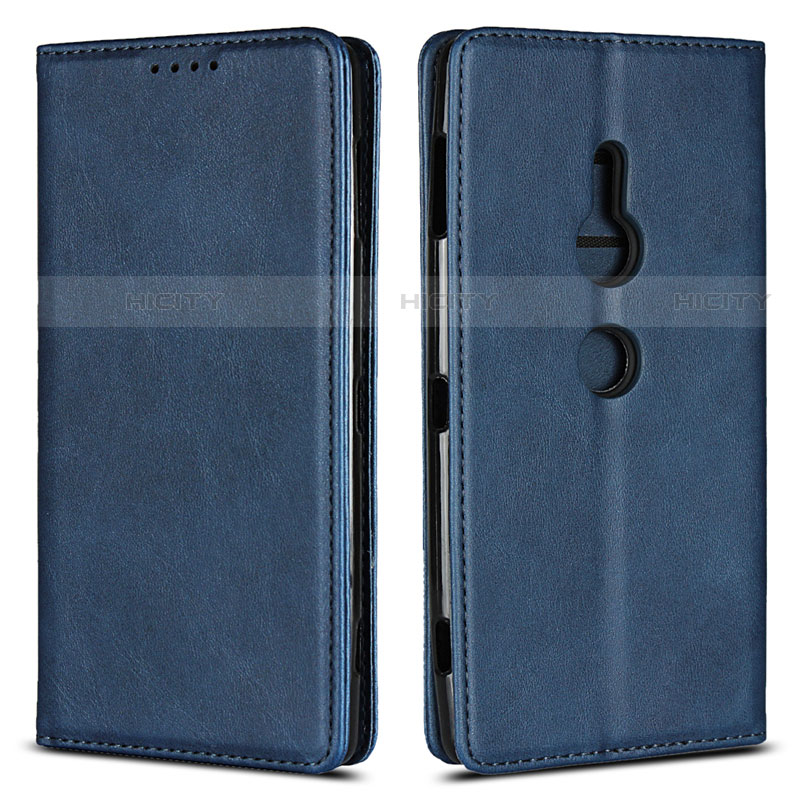 Funda de Cuero Cartera con Soporte Carcasa L02 para Sony Xperia XZ2 Azul