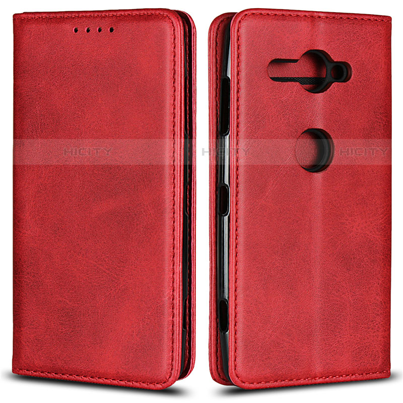 Funda de Cuero Cartera con Soporte Carcasa L02 para Sony Xperia XZ2 Compact Rojo