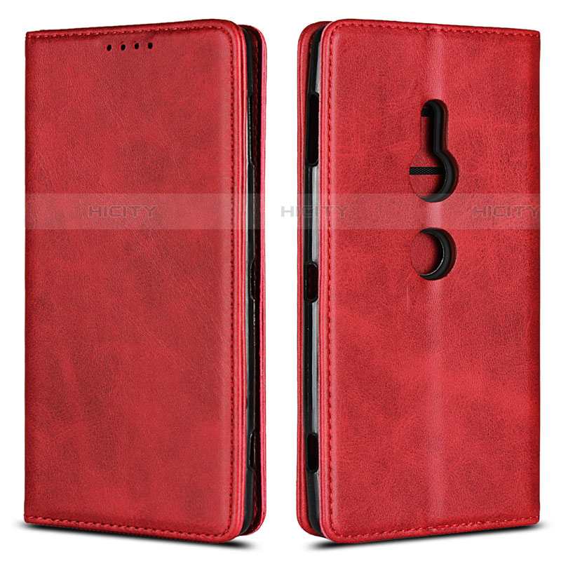 Funda de Cuero Cartera con Soporte Carcasa L02 para Sony Xperia XZ2 Rojo