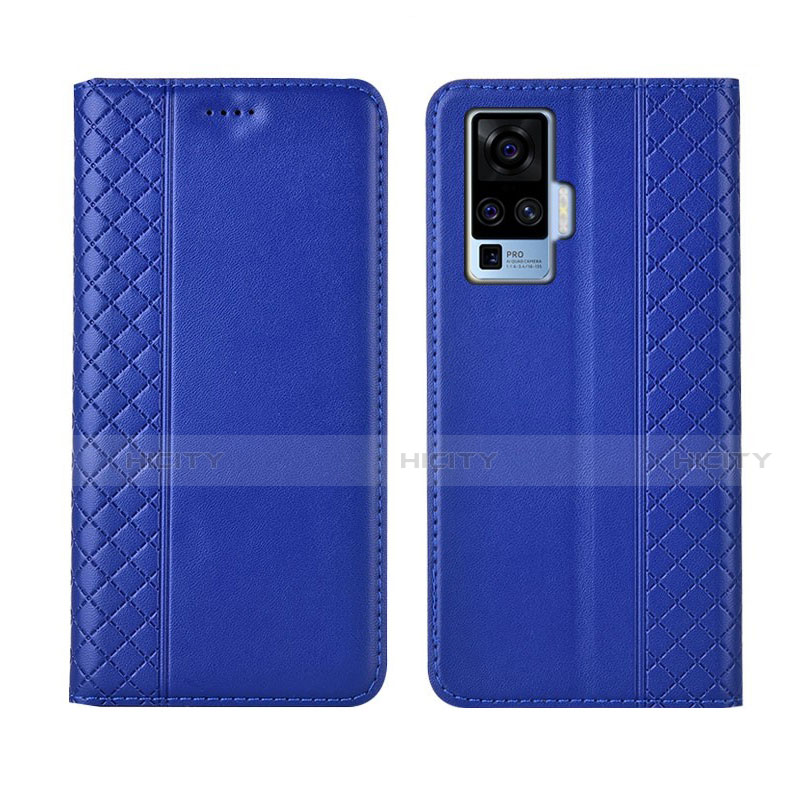 Funda de Cuero Cartera con Soporte Carcasa L02 para Vivo X50 Pro 5G Azul