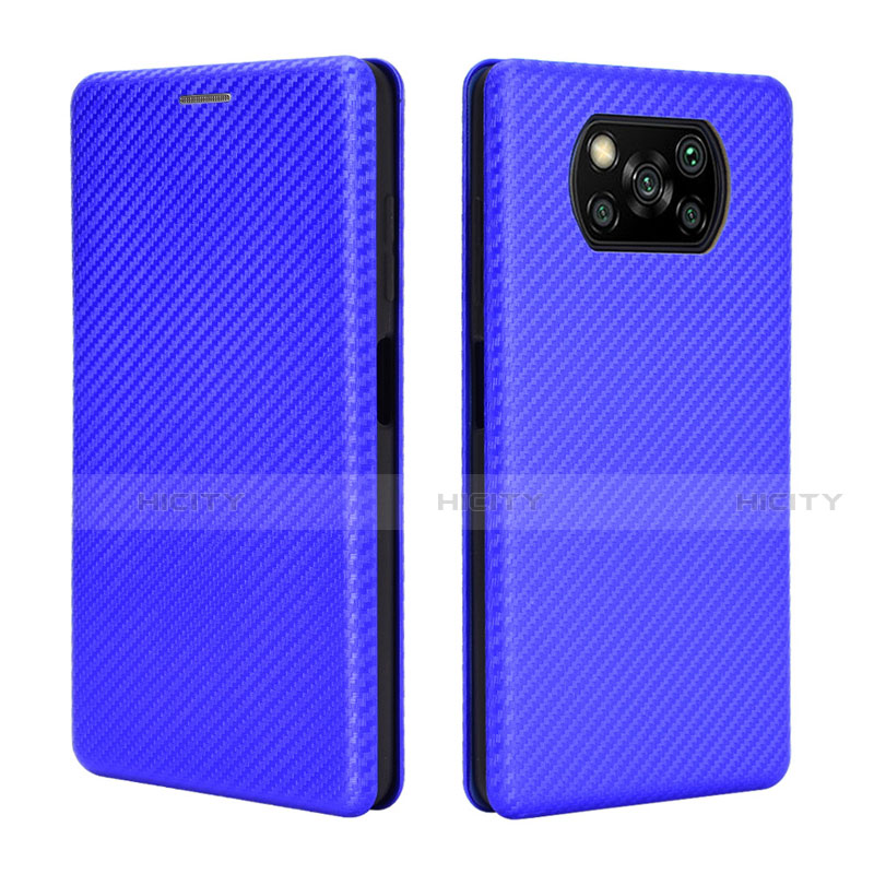 Funda de Cuero Cartera con Soporte Carcasa L02 para Xiaomi Poco X3 NFC Azul
