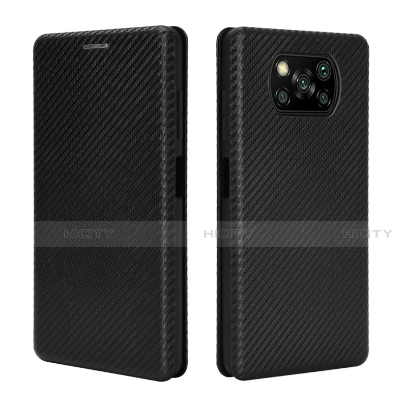 Funda de Cuero Cartera con Soporte Carcasa L02 para Xiaomi Poco X3 NFC Negro