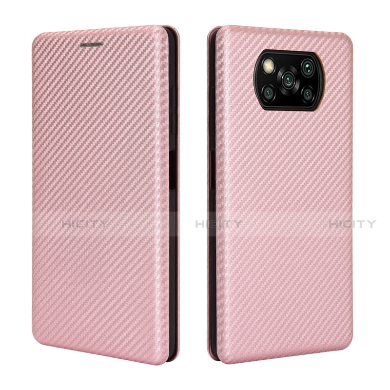 Funda de Cuero Cartera con Soporte Carcasa L02 para Xiaomi Poco X3 Pro Oro Rosa