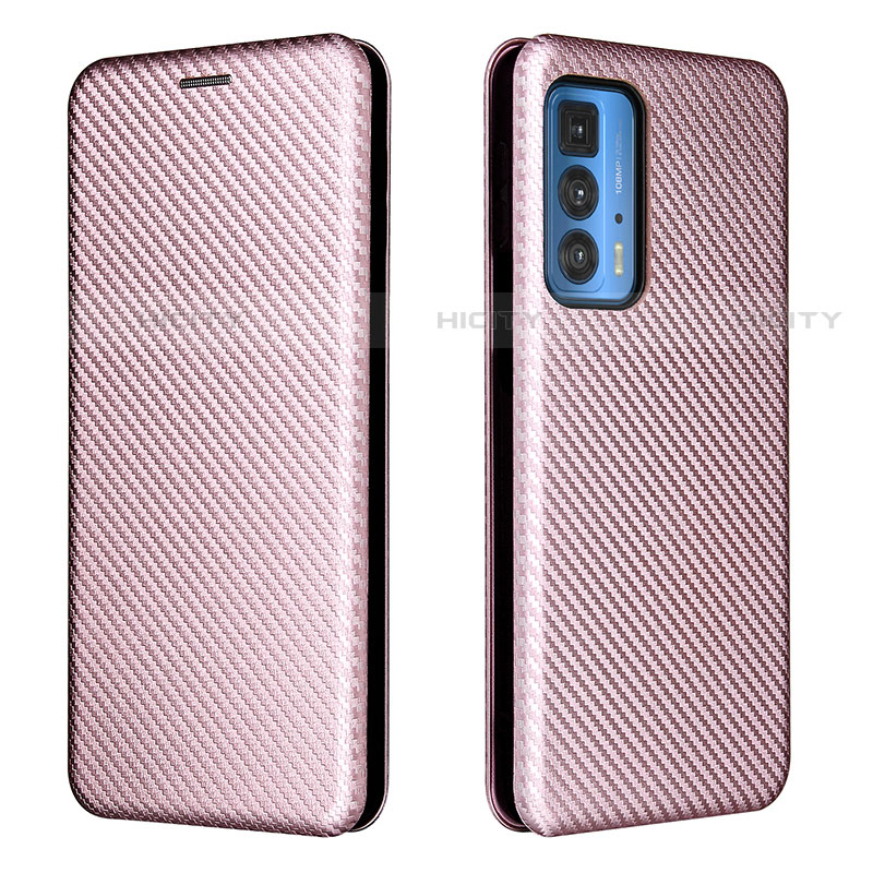 Funda de Cuero Cartera con Soporte Carcasa L02Z para Motorola Moto Edge 20 Pro 5G Oro Rosa