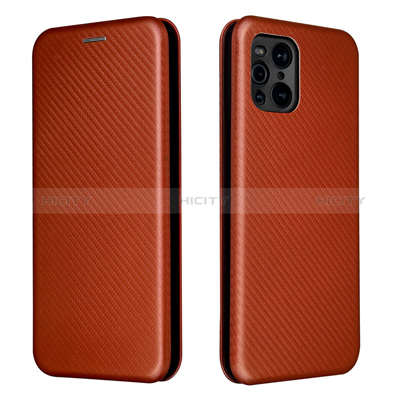 Funda de Cuero Cartera con Soporte Carcasa L02Z para Oppo Find X3 5G Marron