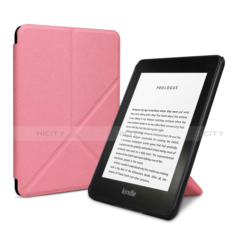 Funda de Cuero Cartera con Soporte Carcasa L02 para  Kindle Oasis 7  inch Rojo Rosa