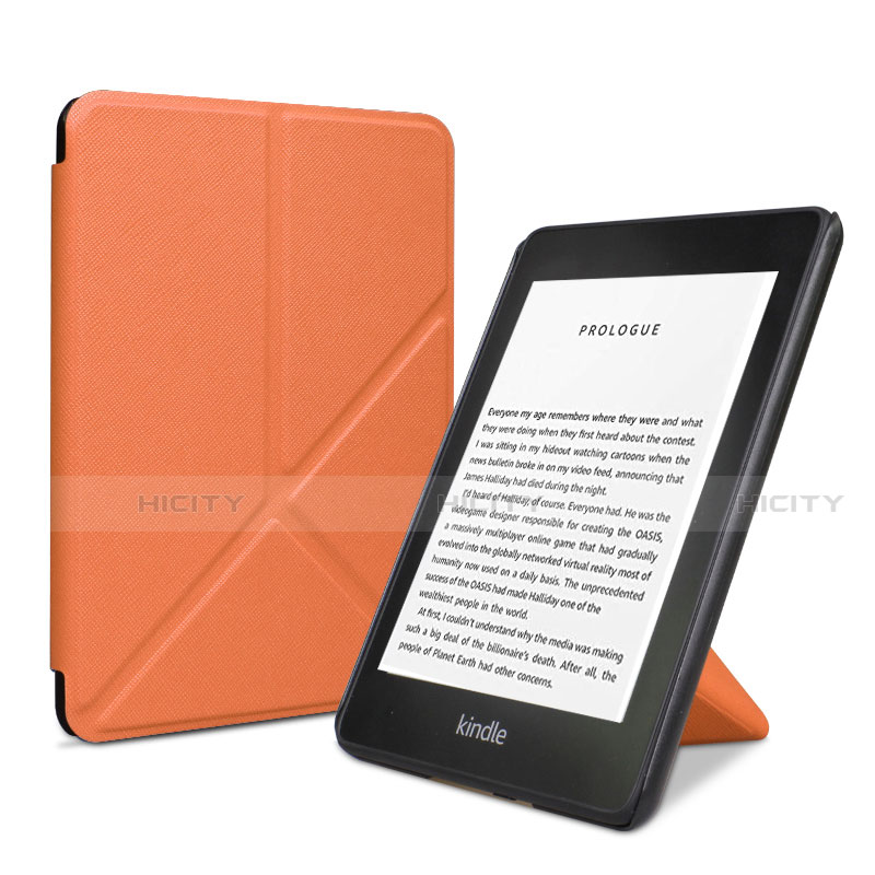 Funda de Cuero Cartera con Soporte Carcasa L03 para Amazon Kindle 6 inch Naranja