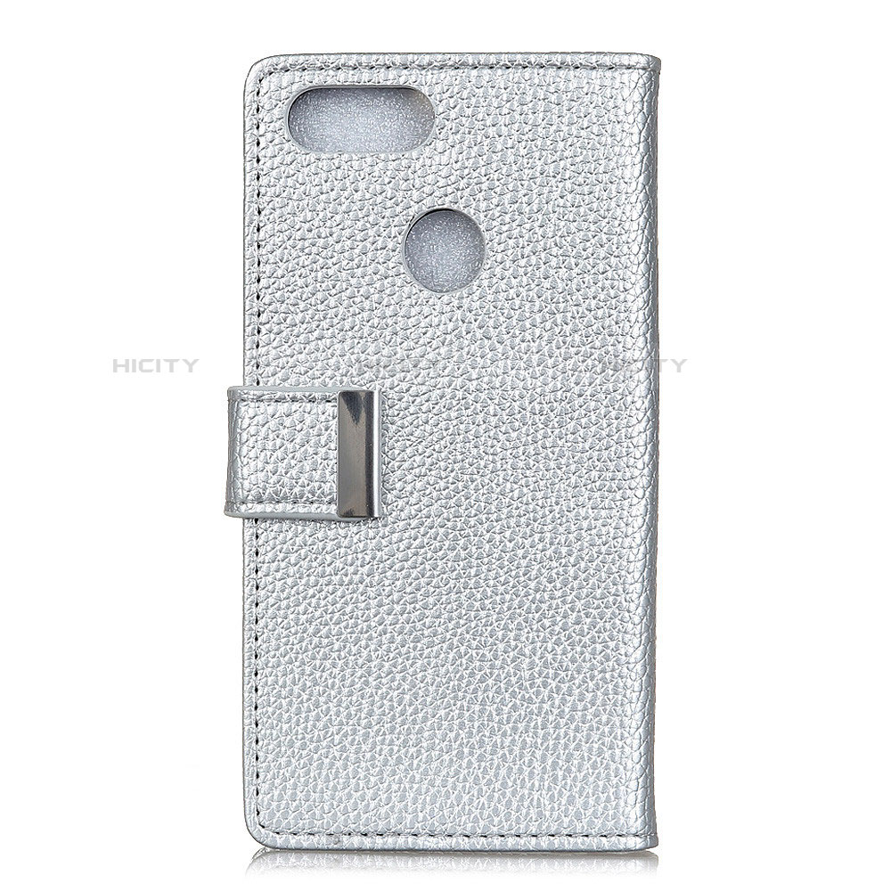 Funda de Cuero Cartera con Soporte Carcasa L03 para Asus Zenfone Max Plus M1 ZB570TL Plata