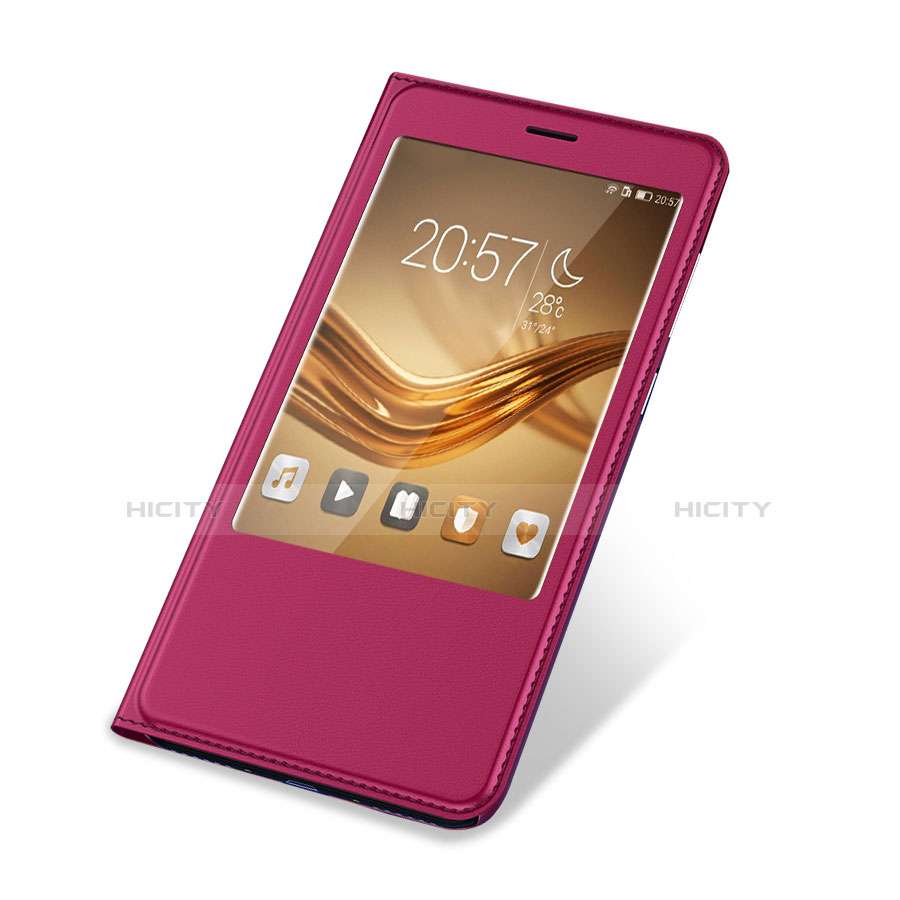 Funda de Cuero Cartera con Soporte Carcasa L03 para Huawei Honor Note 8 Rosa Roja