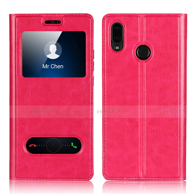 Funda de Cuero Cartera con Soporte Carcasa L03 para Huawei P20 Lite Rosa Roja