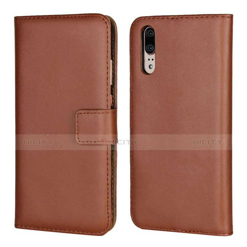 Funda de Cuero Cartera con Soporte Carcasa L03 para Huawei P20 Marron