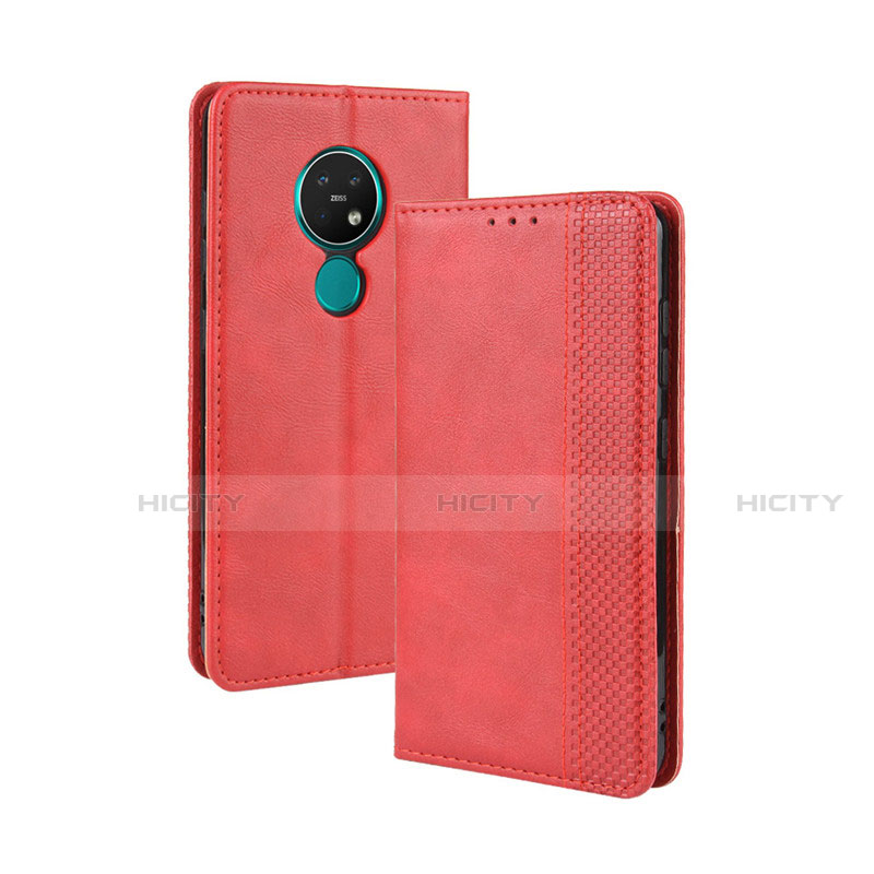 Funda de Cuero Cartera con Soporte Carcasa L03 para Nokia 7.2 Rojo