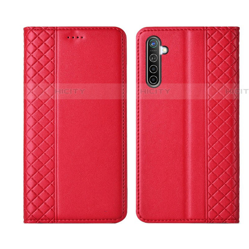 Funda de Cuero Cartera con Soporte Carcasa L03 para Realme XT Rojo