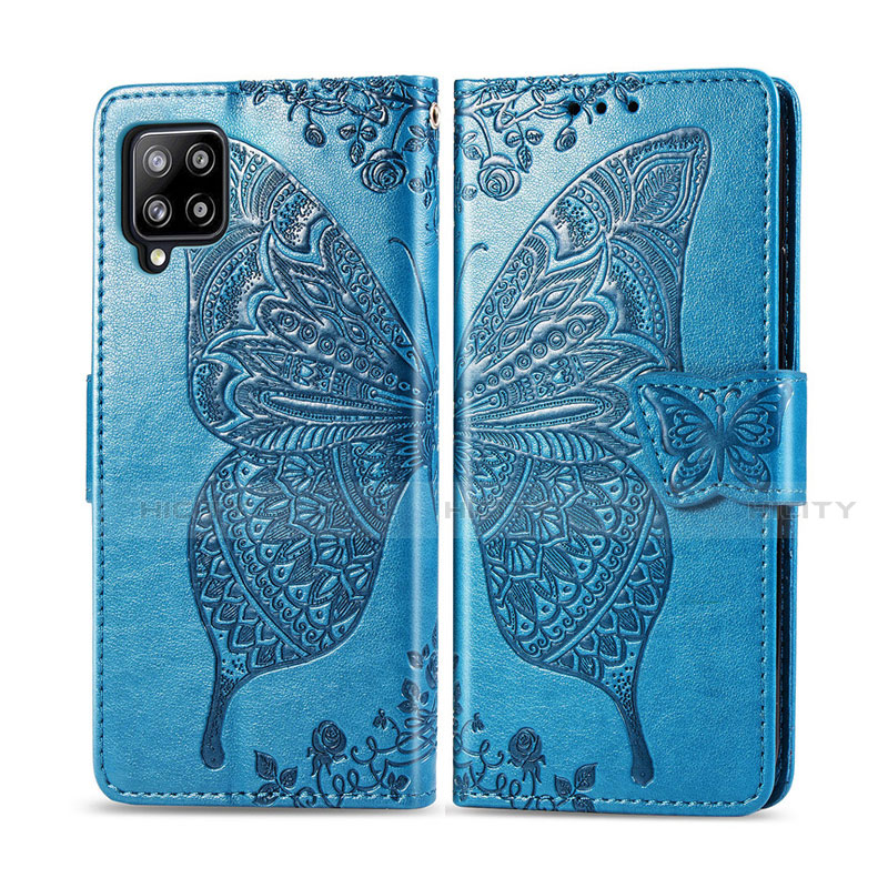 Funda de Cuero Cartera con Soporte Carcasa L03 para Samsung Galaxy A42 5G Azul Cielo