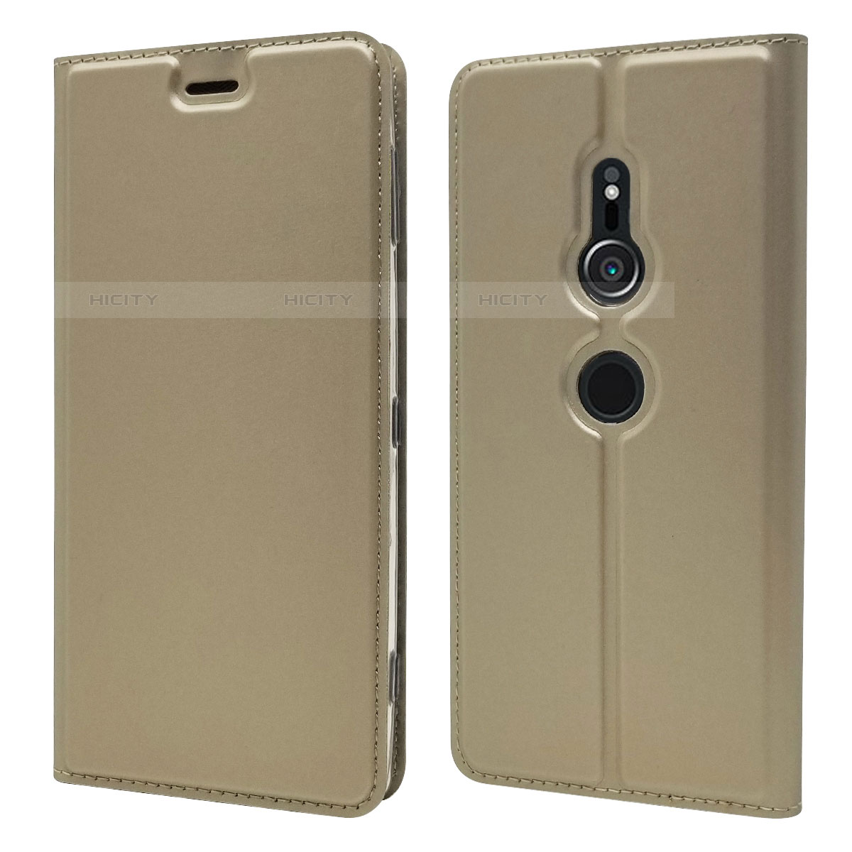 Funda de Cuero Cartera con Soporte Carcasa L03 para Sony Xperia XZ2 Oro