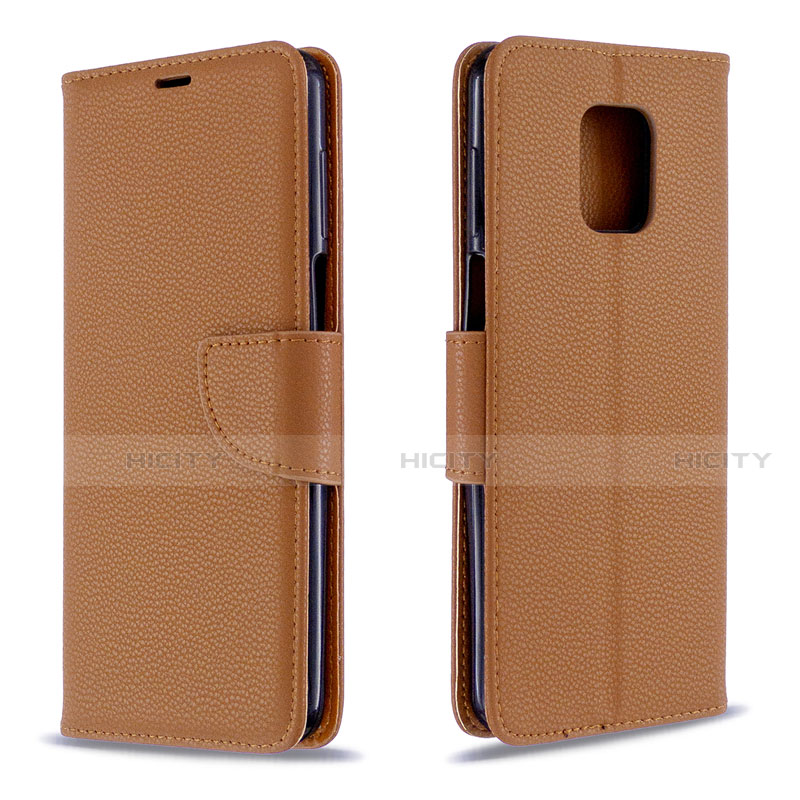 Funda de Cuero Cartera con Soporte Carcasa L03 para Xiaomi Redmi Note 9 Pro Marron