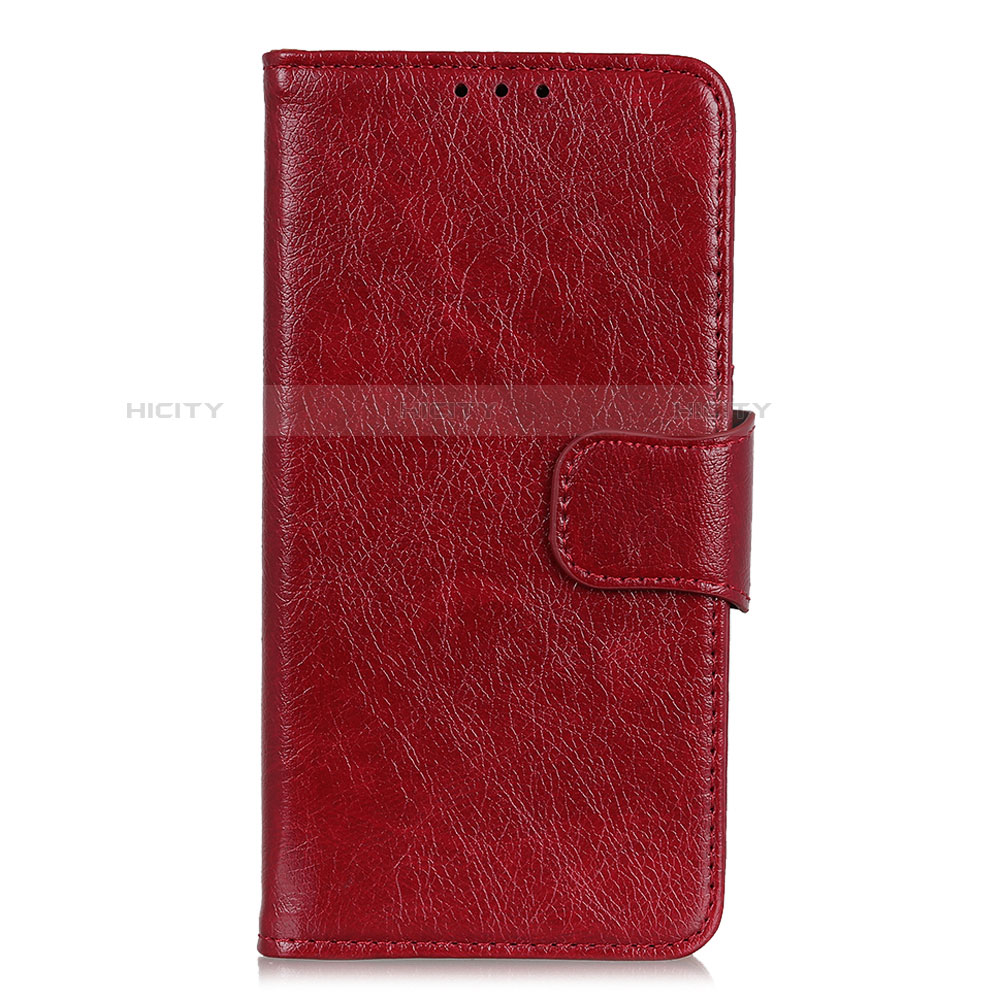 Funda de Cuero Cartera con Soporte Carcasa L04 para Alcatel 3 (2019) Rojo