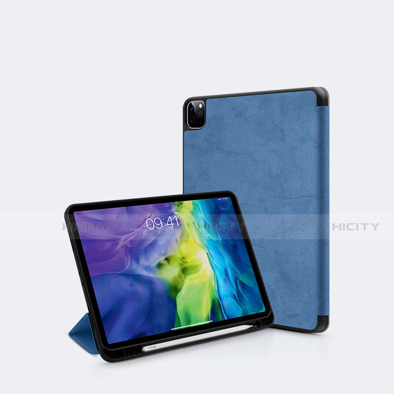 Funda de Cuero Cartera con Soporte Carcasa L04 para Apple iPad Pro 12.9 (2020) Azul