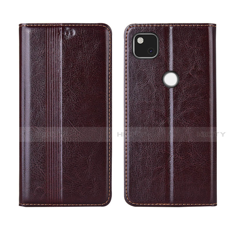 Funda de Cuero Cartera con Soporte Carcasa L04 para Google Pixel 4a Marron