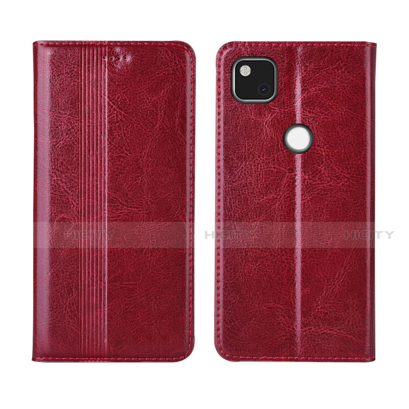 Funda de Cuero Cartera con Soporte Carcasa L04 para Google Pixel 4a Rojo Rosa