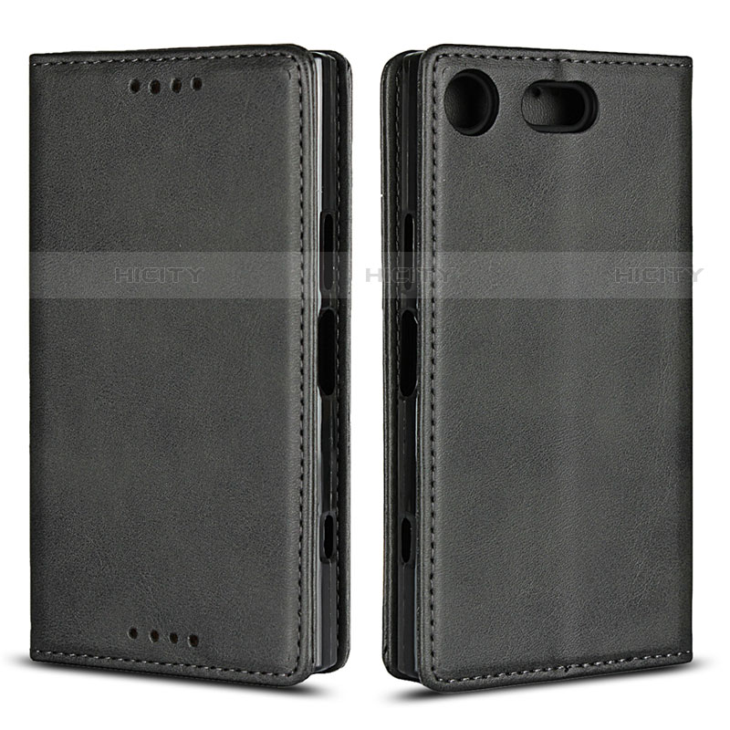 Funda de Cuero Cartera con Soporte Carcasa L04 para Sony Xperia XZ1 Compact Negro