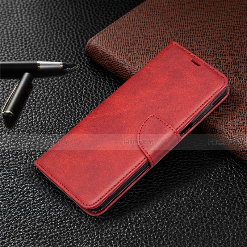 Funda de Cuero Cartera con Soporte Carcasa L04 para Xiaomi Redmi Note 9 Pro Rojo