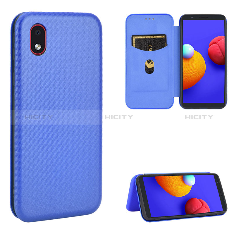 Funda de Cuero Cartera con Soporte Carcasa L04Z para Samsung Galaxy A01 Core Azul