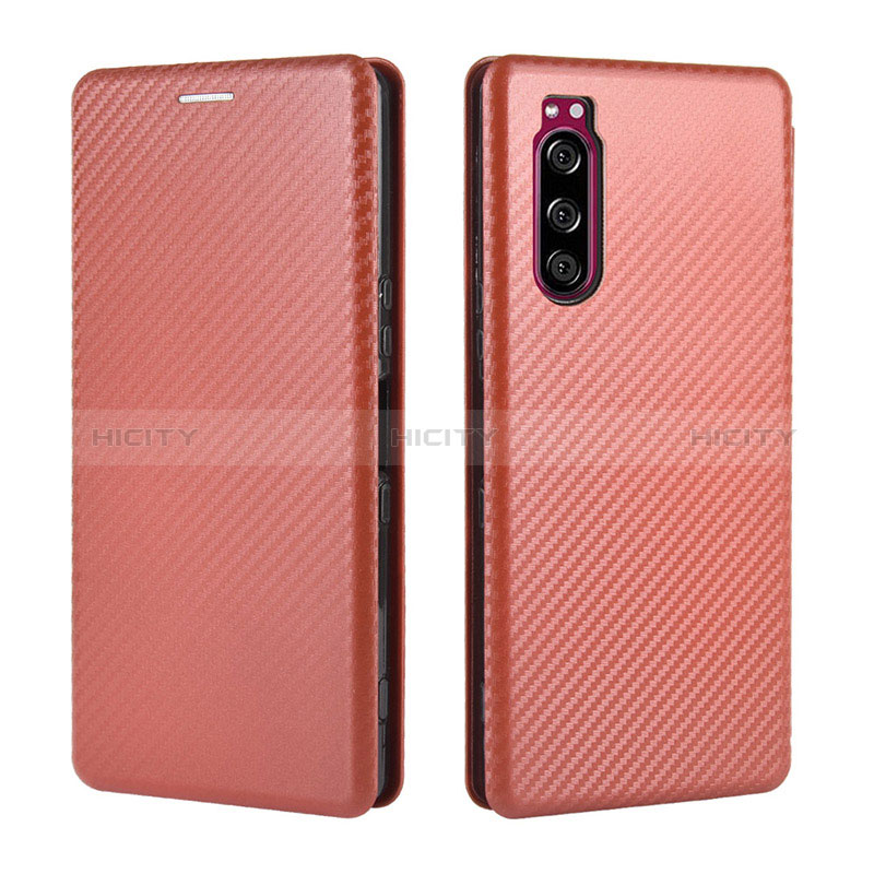 Funda de Cuero Cartera con Soporte Carcasa L04Z para Sony Xperia 5 II Marron