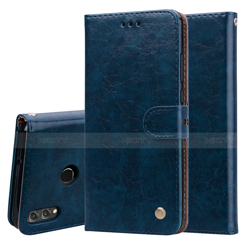 Funda de Cuero Cartera con Soporte Carcasa L06 para Huawei Honor 8X Azul