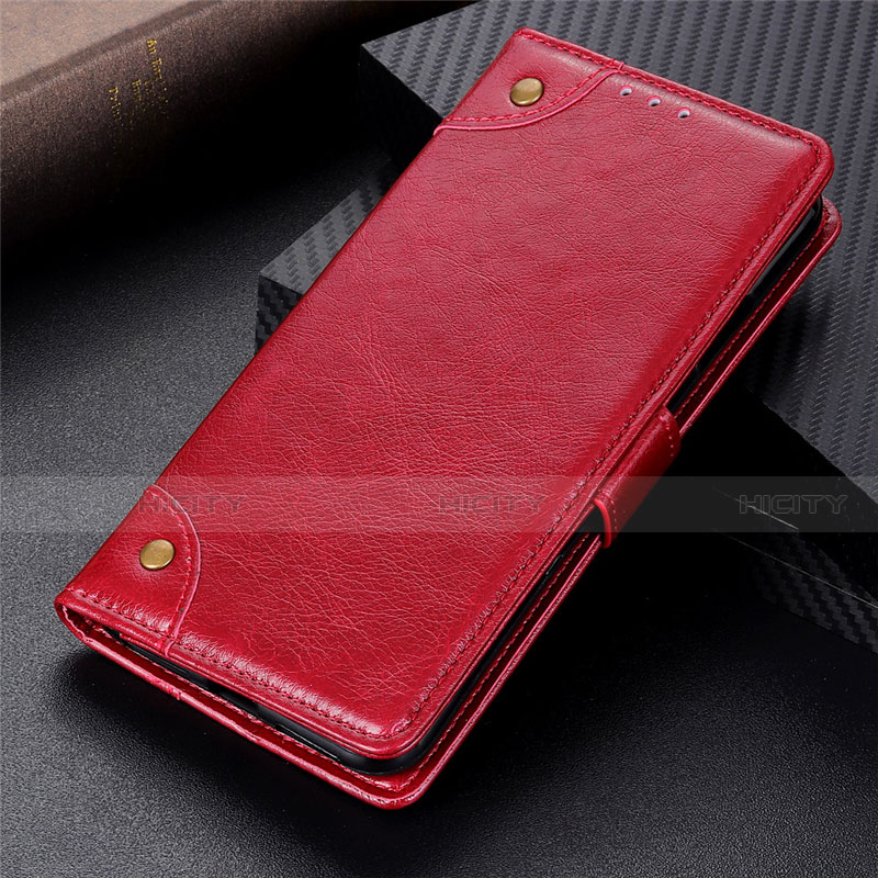 Funda de Cuero Cartera con Soporte Carcasa L06 para Motorola Moto G9 Plus Rojo