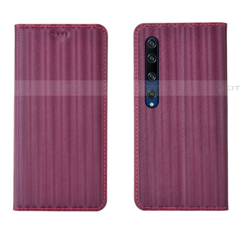 Funda de Cuero Cartera con Soporte Carcasa L06 para Xiaomi Mi 10 Rojo Rosa