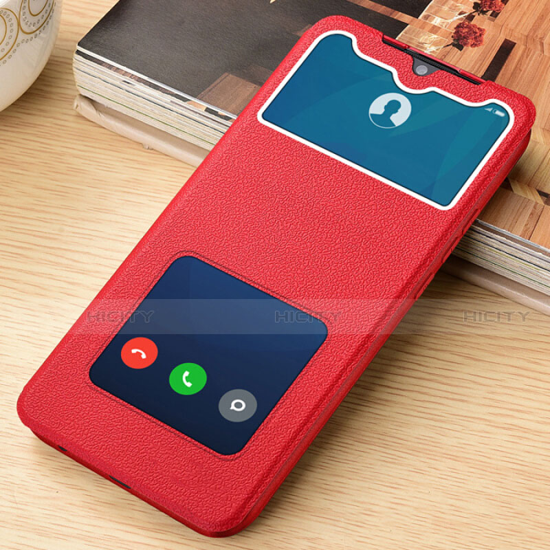 Funda de Cuero Cartera con Soporte Carcasa L06 para Xiaomi Redmi Note 8 Pro Rojo