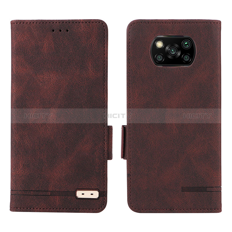 Funda de Cuero Cartera con Soporte Carcasa L07Z para Xiaomi Poco X3 NFC Marron