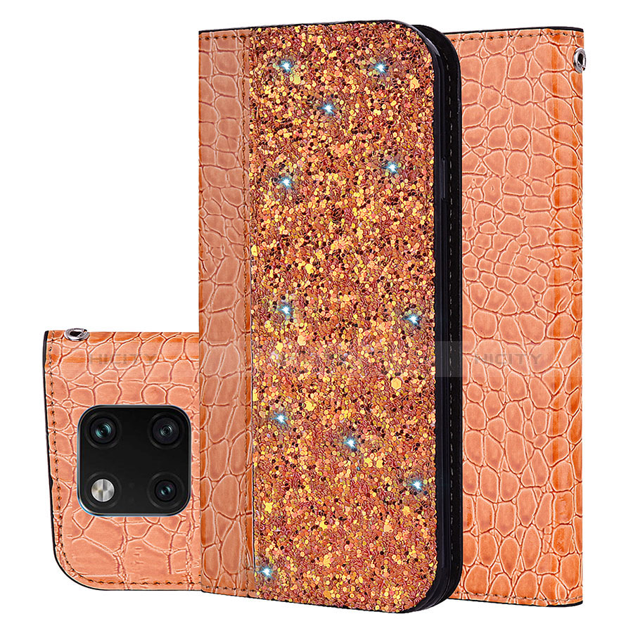 Funda de Cuero Cartera con Soporte Carcasa L08 para Huawei Mate 20 Pro Naranja