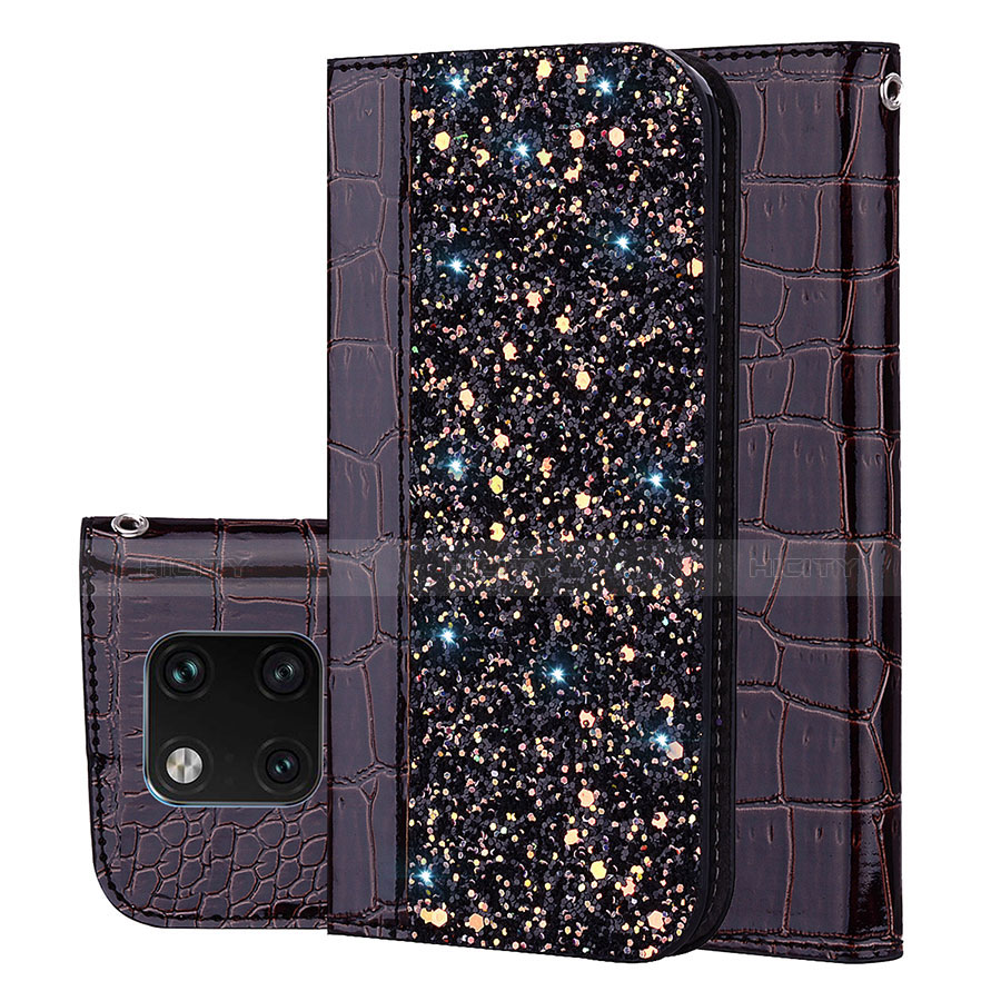 Funda de Cuero Cartera con Soporte Carcasa L08 para Huawei Mate 20 Pro Negro