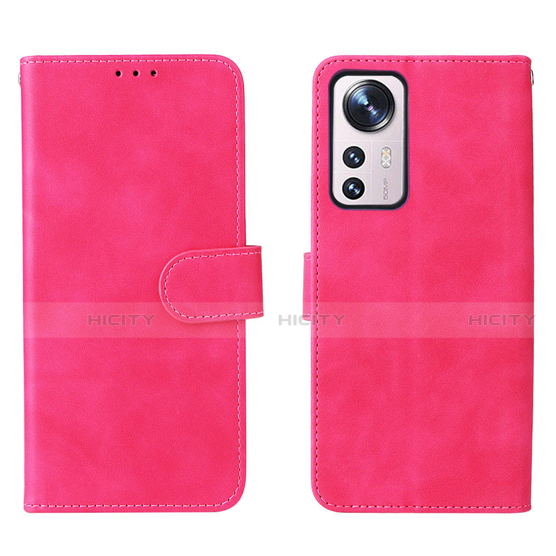 Funda de Cuero Cartera con Soporte Carcasa L08 para Xiaomi Mi 12 5G Rosa Roja