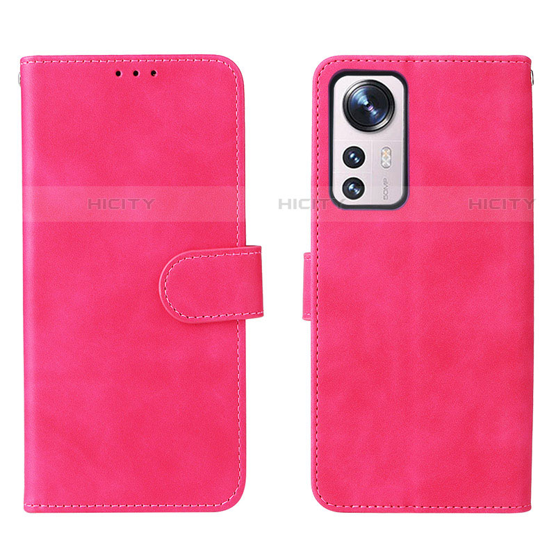 Funda de Cuero Cartera con Soporte Carcasa L08 para Xiaomi Mi 12 Pro 5G Rosa Roja