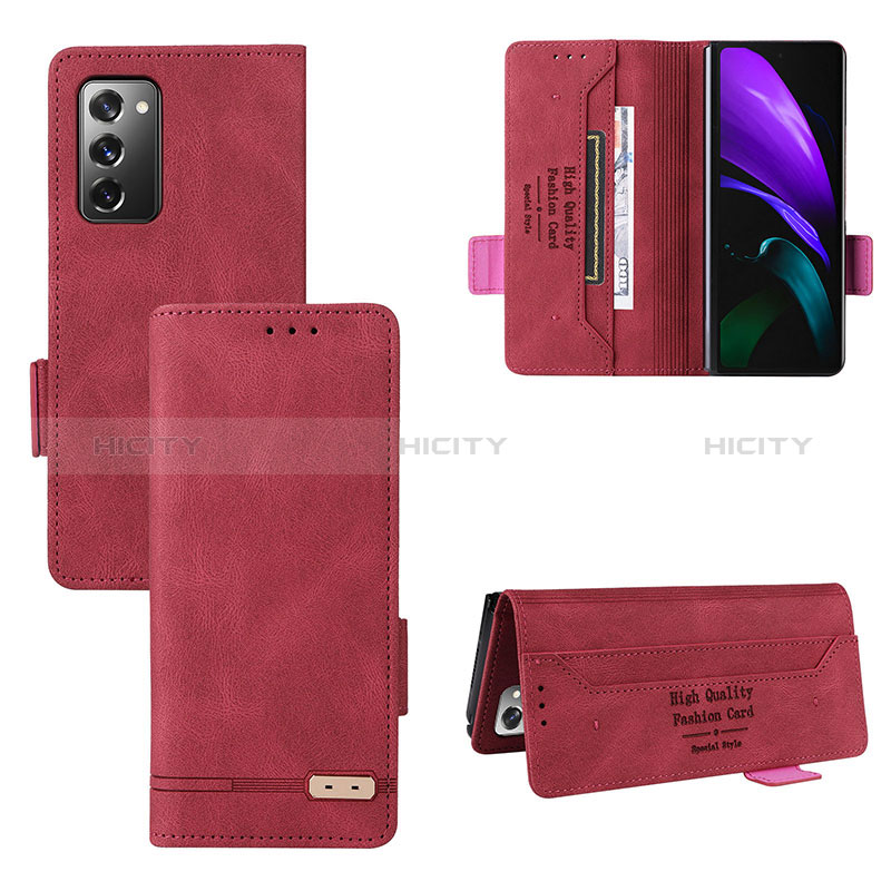 Funda de Cuero Cartera con Soporte Carcasa L08Z para Samsung Galaxy Z Fold2 5G Rojo