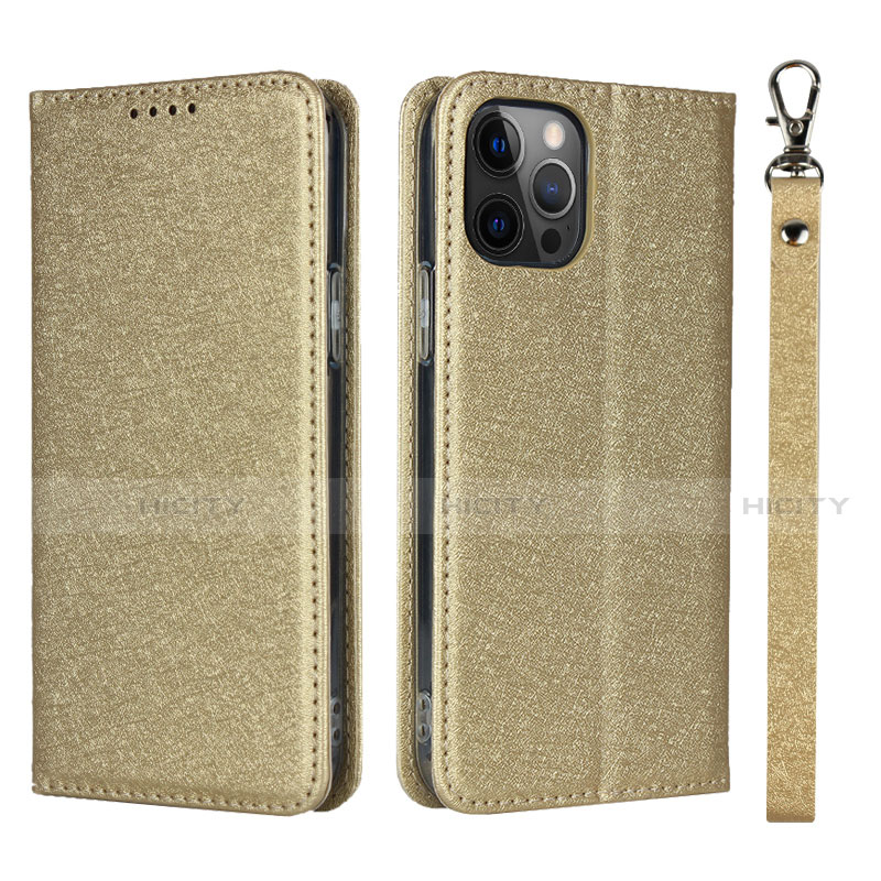 Funda de Cuero Cartera con Soporte Carcasa L09 para Apple iPhone 12 Pro Max Oro