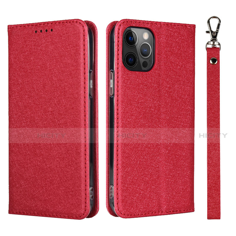 Funda de Cuero Cartera con Soporte Carcasa L09 para Apple iPhone 12 Pro Max Rojo