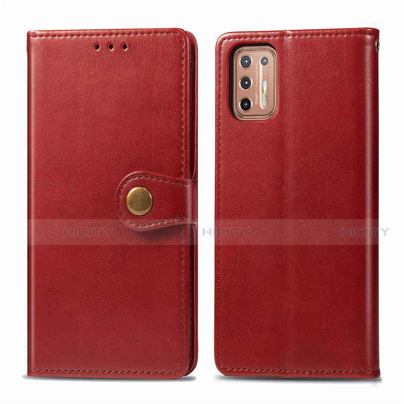 Funda de Cuero Cartera con Soporte Carcasa L09 para Motorola Moto G9 Plus Rojo