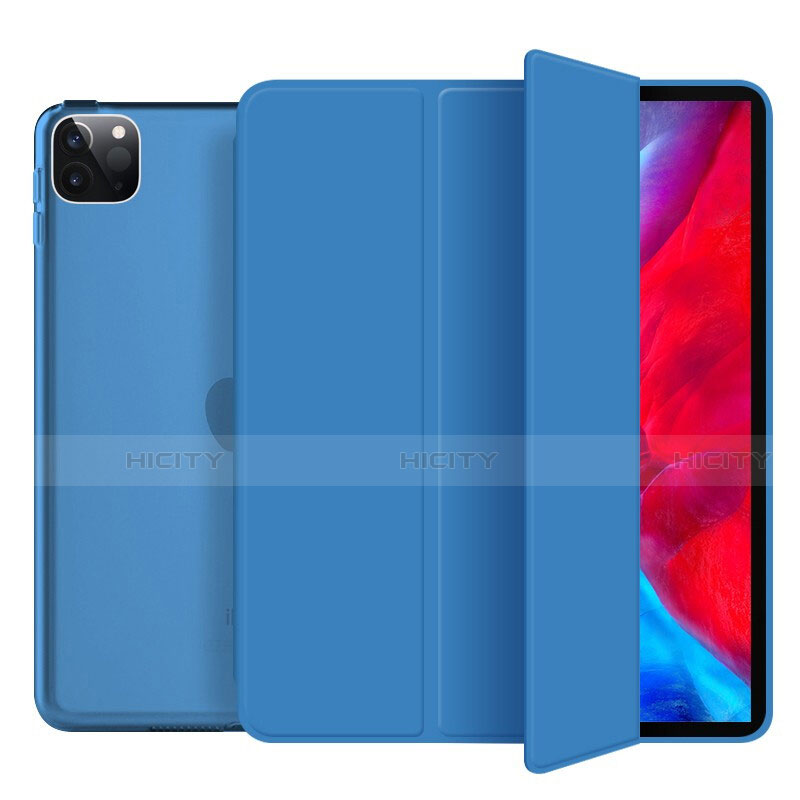 Funda de Cuero Cartera con Soporte Carcasa L10 para Apple iPad Pro 12.9 (2020) Azul