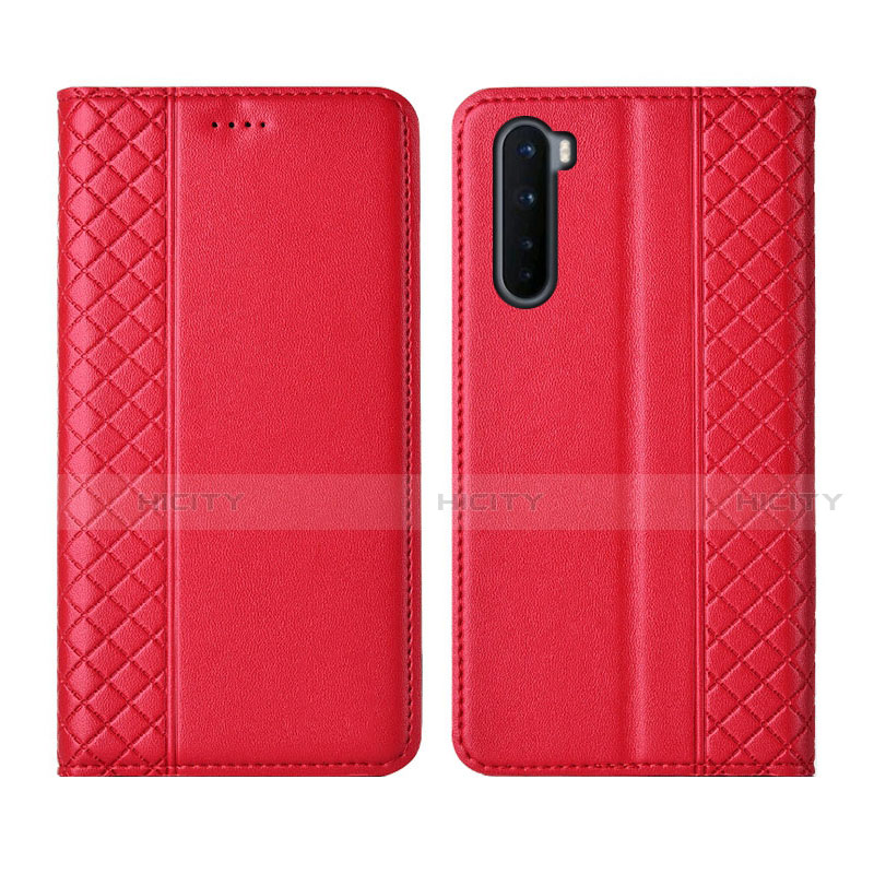 Funda de Cuero Cartera con Soporte Carcasa L10 para OnePlus Nord Rojo