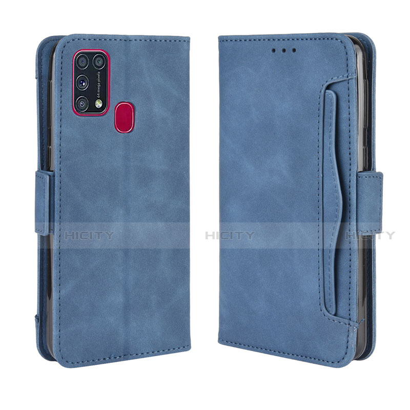 Funda de Cuero Cartera con Soporte Carcasa L10 para Samsung Galaxy M21s Azul