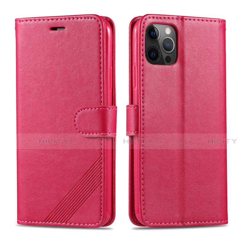 Funda de Cuero Cartera con Soporte Carcasa L11 para Apple iPhone 12 Pro Max Rosa Roja