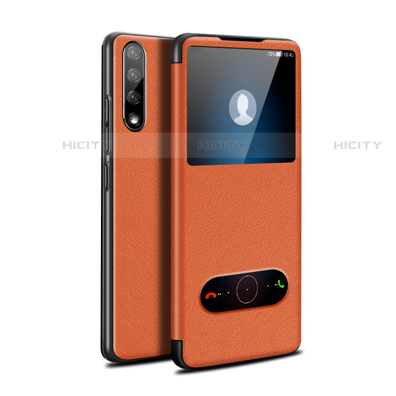 Funda de Cuero Cartera con Soporte Carcasa L12 para Huawei P smart S Naranja