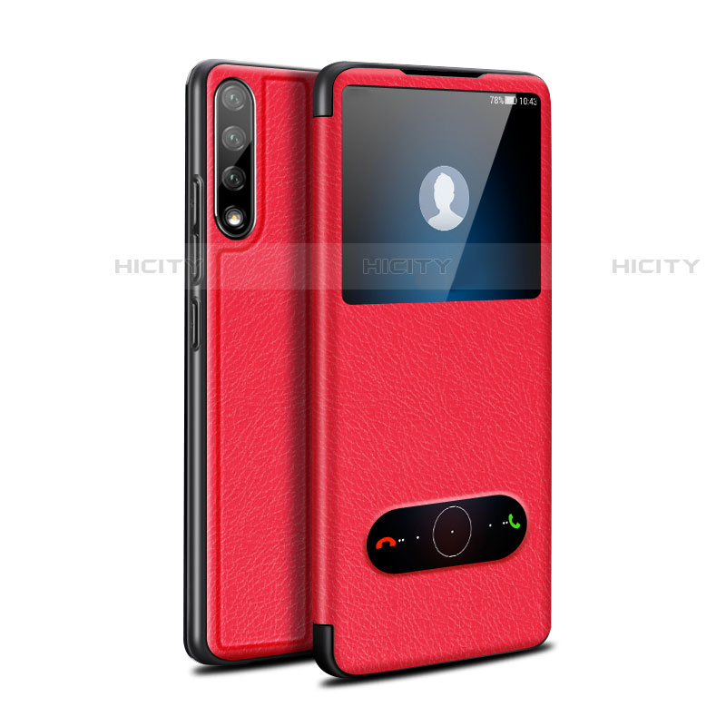 Funda de Cuero Cartera con Soporte Carcasa L12 para Huawei P smart S Rojo