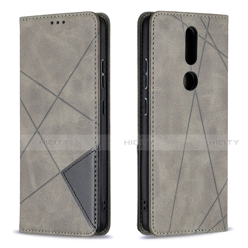 Funda de Cuero Cartera con Soporte Carcasa L12 para Nokia 2.4 Gris