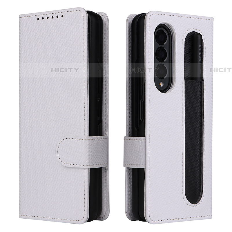 Funda de Cuero Cartera con Soporte Carcasa L14Z para Samsung Galaxy Z Fold4 5G Blanco