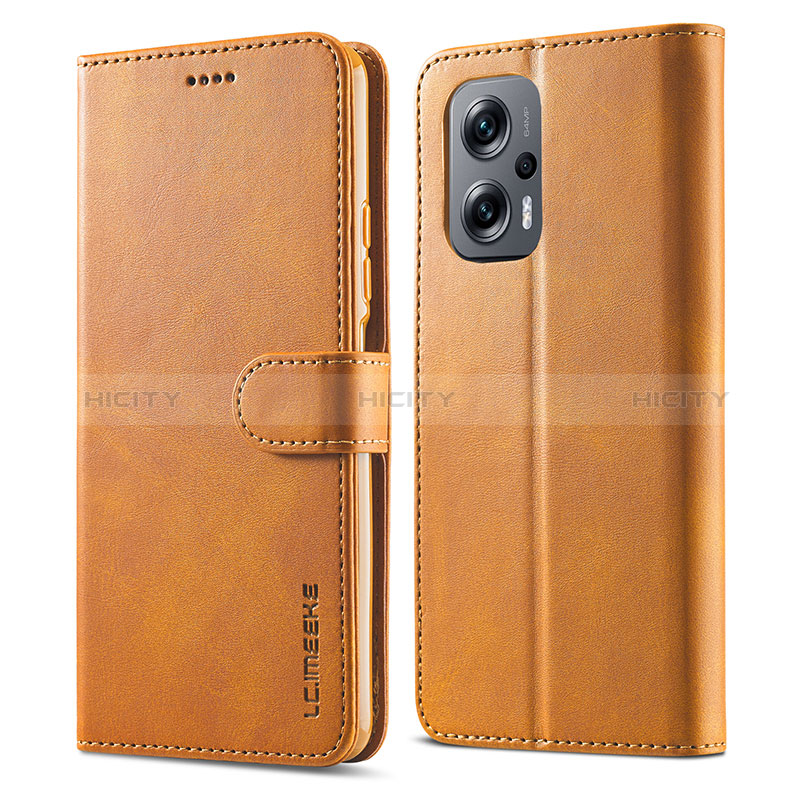 Funda de Cuero Cartera con Soporte Carcasa LC1 para Xiaomi Poco X4 GT 5G Marron Claro